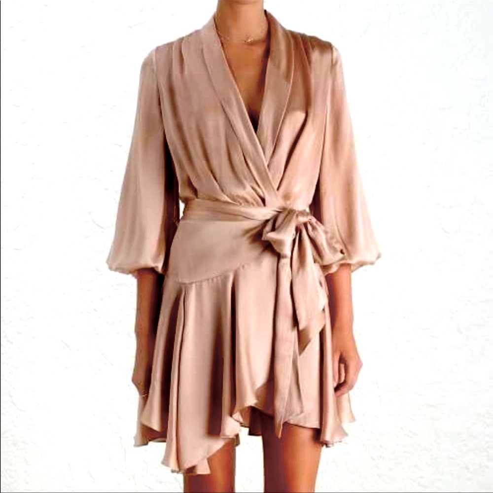 L’atiste by Amy | satiny rose wrap dress
